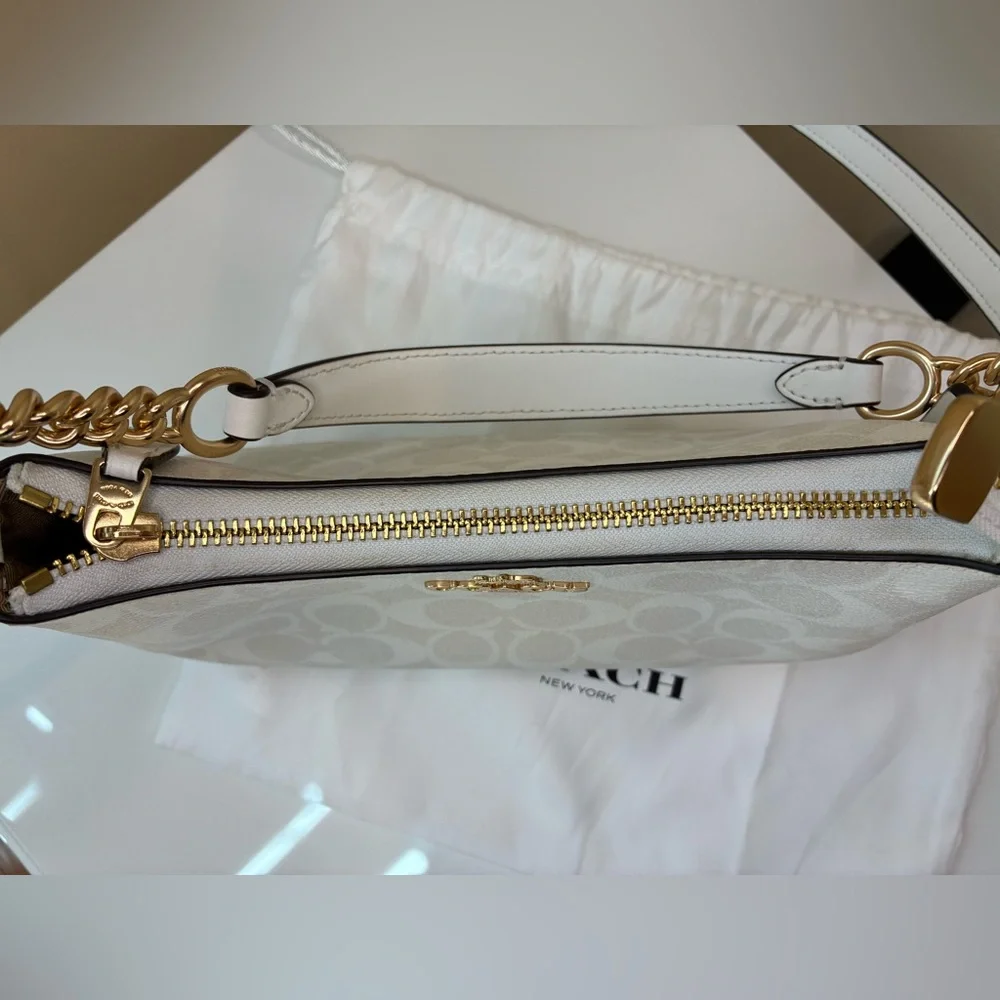 Coach White Teri Shoulder Bag in Signature Canvas - Picture 10 of 12